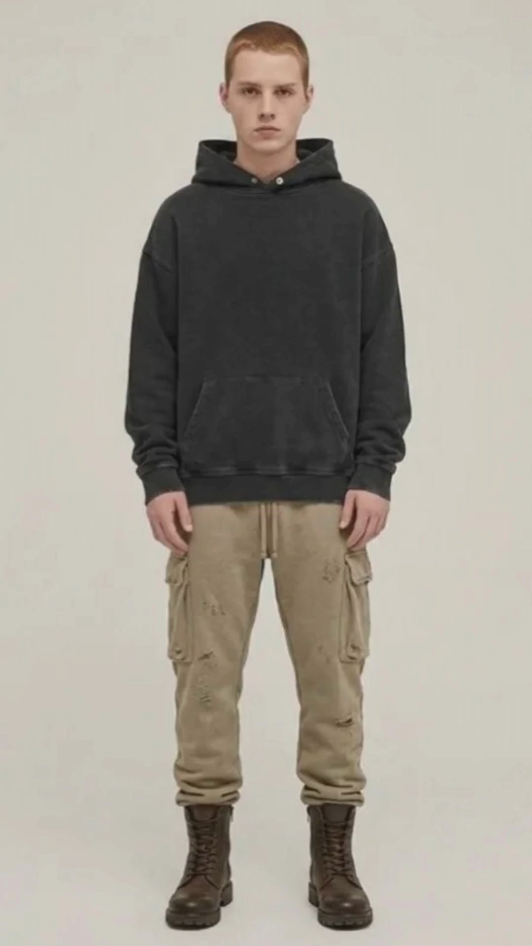 A.A.Y CORE Men’s Heavyweight Distressed Hoodie – Black Acid‑Washed Pullover, PODpartner