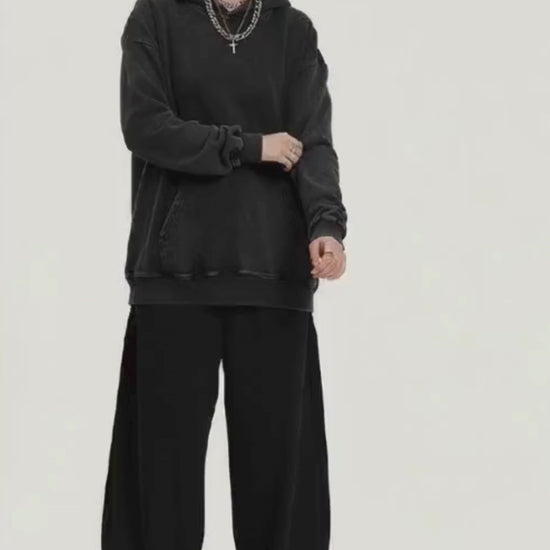 A.A.Y CORE  Black Heavyweight Acid‑Washed Hoodie, PODpartner