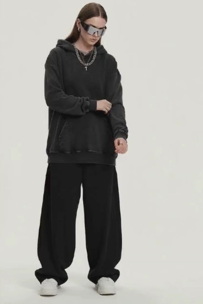A.A.Y CORE  Black Heavyweight Acid‑Washed Hoodie, PODpartner