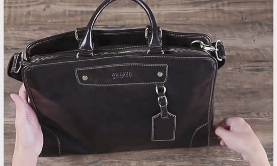 Top‑Grain Leather Laptop Briefcase, BuckyDrop