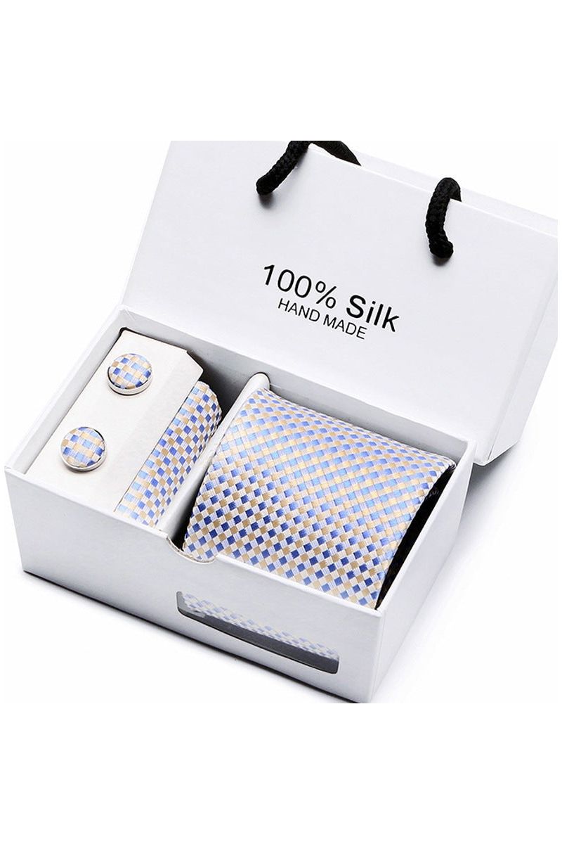 Silk Tie Gift Box Set 5 - Men - Fashion Business Formal Wear Ties - Square Scarf, Cufflinks - Giftbox - Fashion Accesories