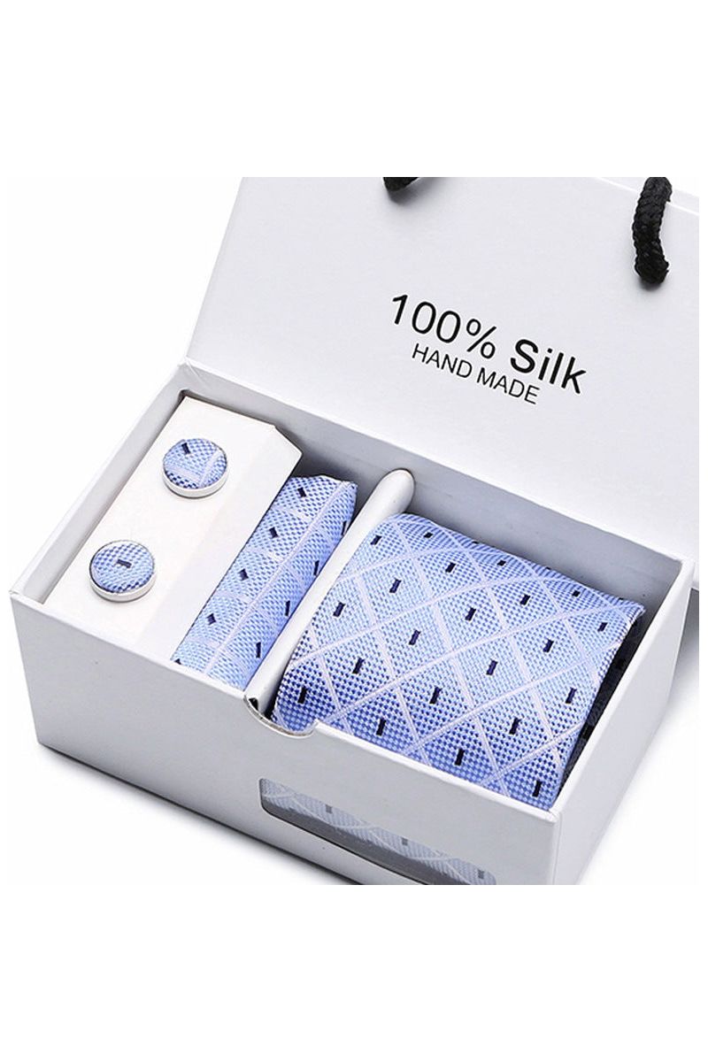 Silk Tie Gift Box Set 5 - Men - Fashion Business Formal Wear Ties - Square Scarf, Cufflinks - Giftbox - Fashion Accesories