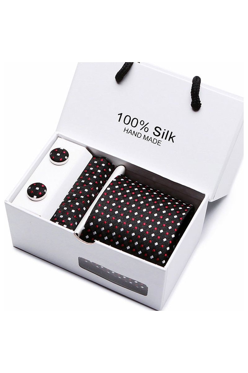 Silk Tie Gift Box Set 5 - Men - Fashion Business Formal Wear Ties - Square Scarf, Cufflinks - Giftbox - Fashion Accesories
