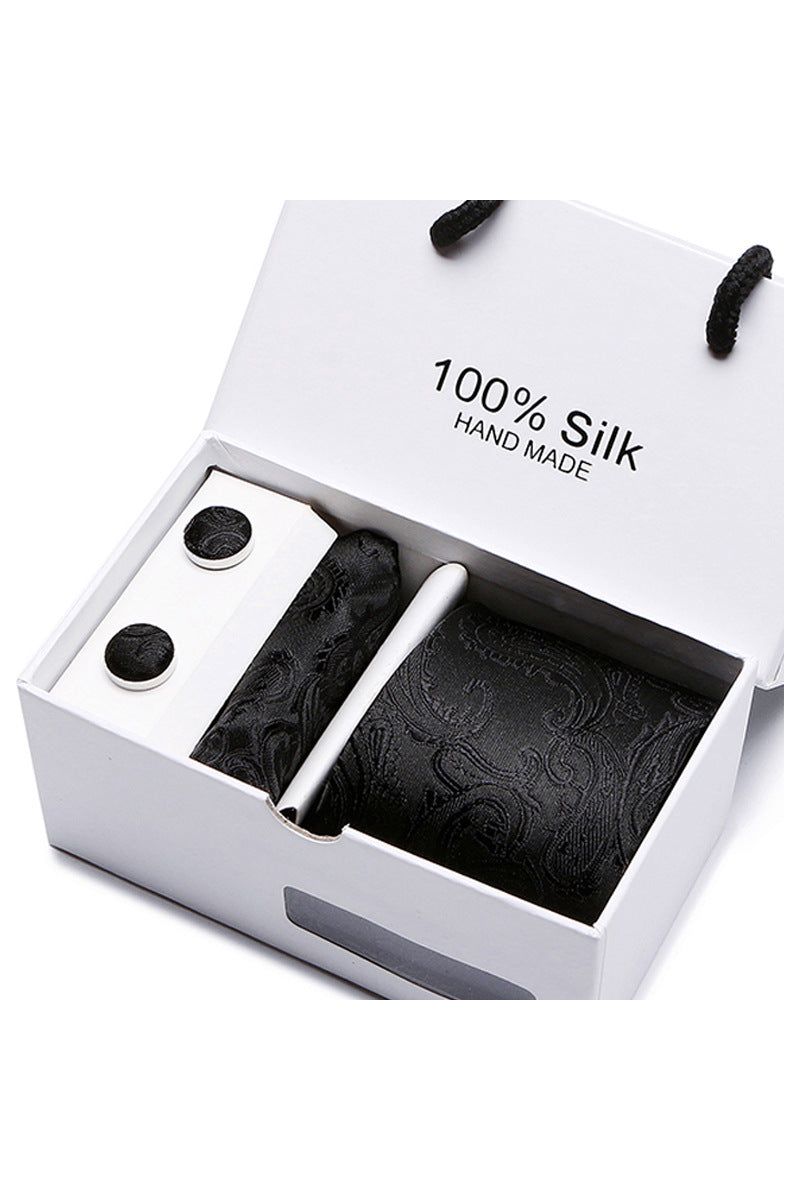 Silk Tie Gift Box Set 5 - Men - Fashion Business Formal Wear Ties - Square Scarf, Cufflinks - Giftbox - Fashion Accesories