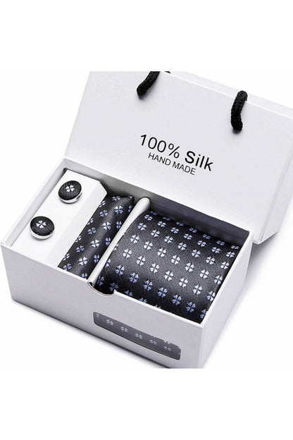 Silk Tie Gift Box Set 5 - Men - Fashion Business Formal Wear Ties - Square Scarf - Cufflinks - Giftbox - Fashion Accesories - A.A.Y FASHION