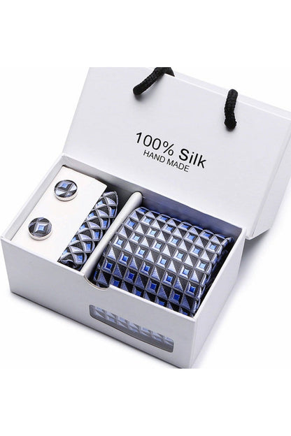 Silk Tie Gift Box Set 5 - Men - Fashion Business Formal Wear Ties - Square Scarf - Cufflinks - Giftbox - Fashion Accesories - A.A.Y FASHION