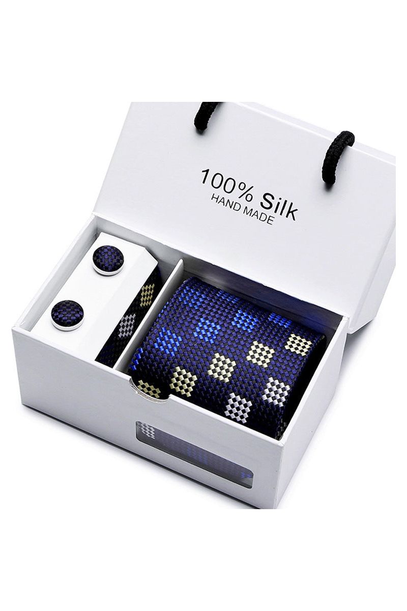 Silk Tie Gift Box Set 5 - Men - Fashion Business Formal Wear Ties - Square Scarf, Cufflinks - Giftbox - Fashion Accesories