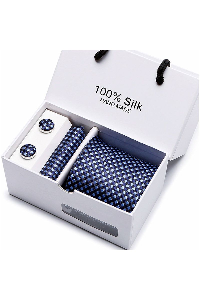 Silk Tie Gift Box Set 5 - Men - Fashion Business Formal Wear Ties - Square Scarf, Cufflinks - Giftbox - Fashion Accesories