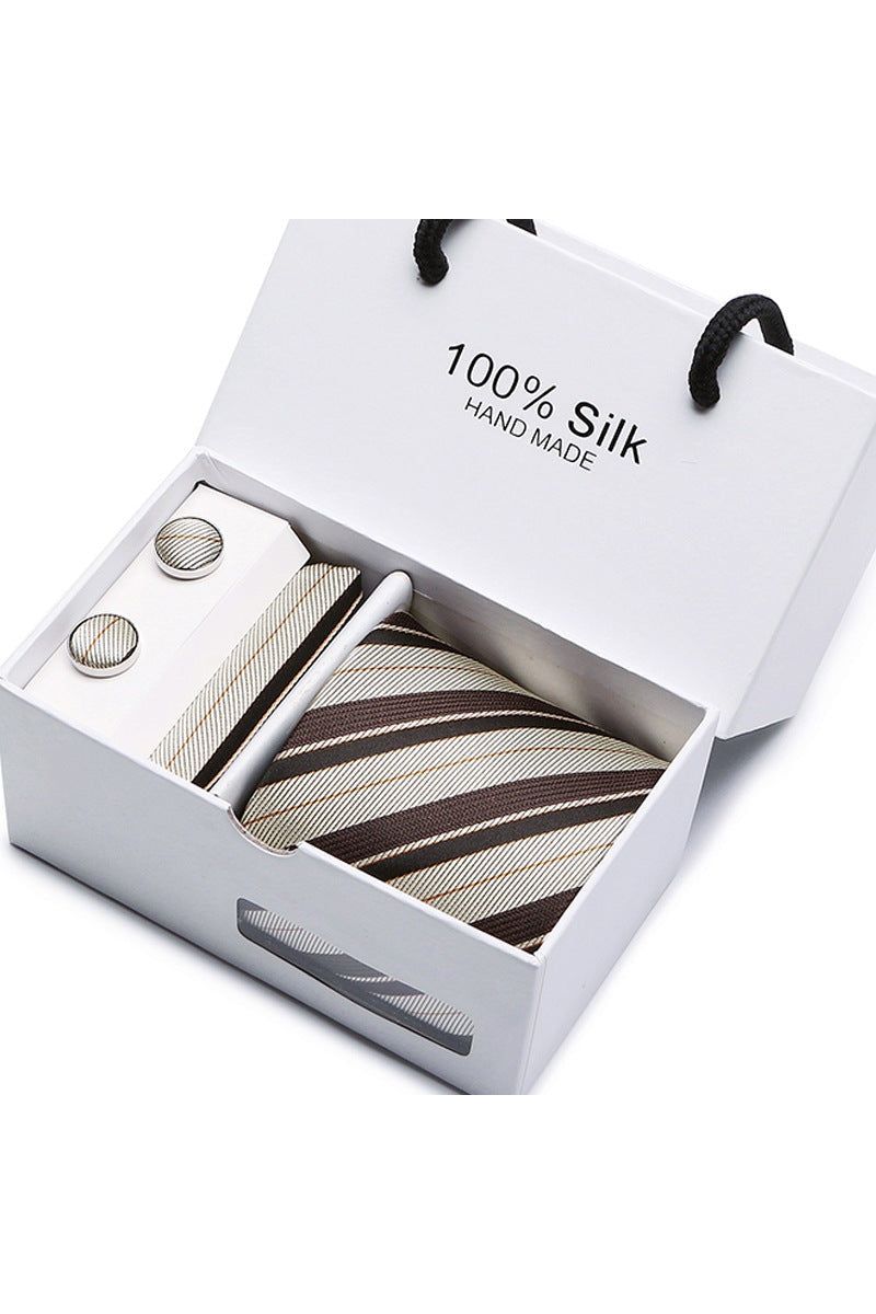 Silk Tie Gift Box Set 5 - Men - Fashion Business Formal Wear Ties - Square Scarf, Cufflinks - Giftbox - Fashion Accesories