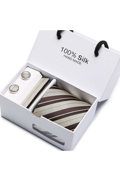 Silk Tie Gift Box Set 5 - Men - Fashion Business Formal Wear Ties - Square Scarf, Cufflinks - Giftbox - Fashion Accesories