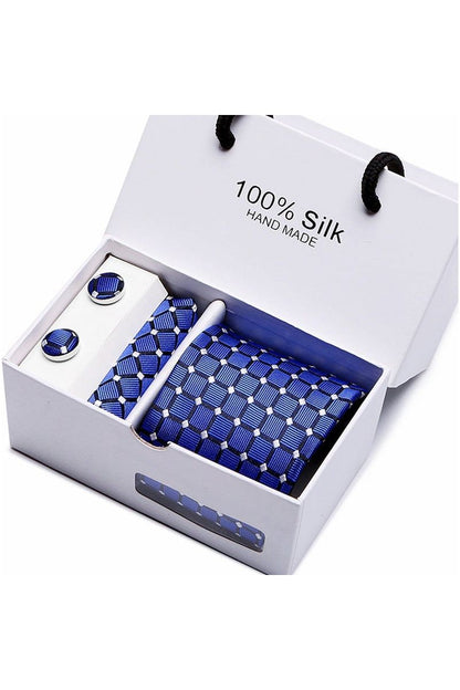 Silk Tie Gift Box Set 5 - Men - Fashion Business Formal Wear Ties - Square Scarf, Cufflinks - Giftbox - Fashion Accesories