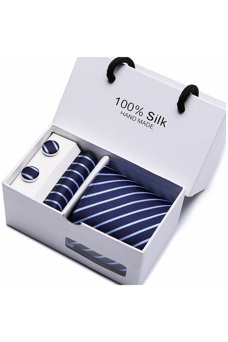 Silk Tie Gift Box Set 5 - Men - Fashion Business Formal Wear Ties - Square Scarf, Cufflinks - Giftbox - Fashion Accesories