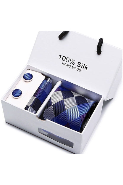 Silk Tie Gift Box Set 5 - Men - Fashion Business Formal Wear Ties - Square Scarf, Cufflinks - Giftbox - Fashion Accesories