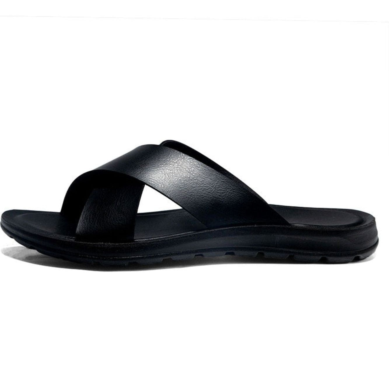 Men's Leather T-Buckle Sandals - Casual Leather Slippers - A.A.Y FASHION